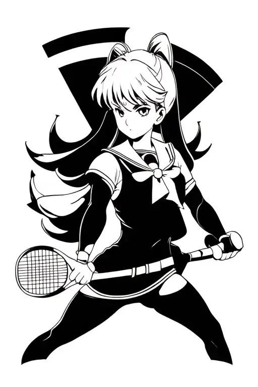 minimalist arm sleeve sailor moon jiraiya tennis tattoo design idea