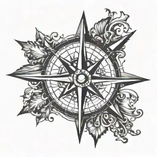 nautical compass rose tattoo design idea