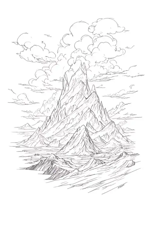 The picture depicts the magnificent and dramatic landscape of Asgard, where the sky is covered with dark thunderclouds, sparkling tattoo design idea