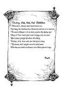 a black scroll of destiny, fate , and rebellion. A mysterious poem about those things is written upon it revealing truth tattoo design idea