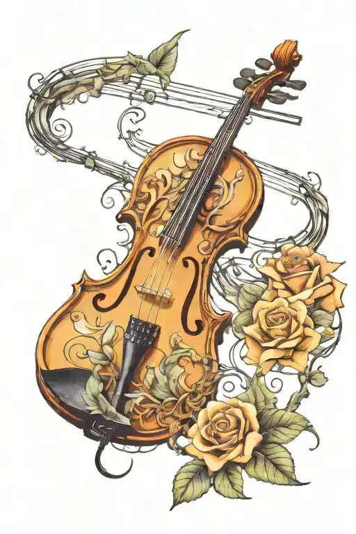 violin bow tattoo design idea