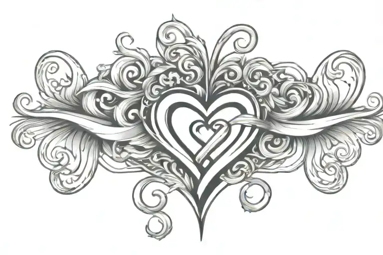 infinity symbol intertwined heart beat plus flower tattoo design idea