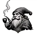 medieval gnome smoking a pipe tattoo design idea