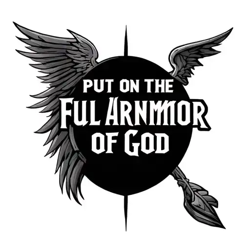 Put On The Full Armor of God words tattoo design idea