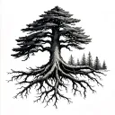 pine tree roots tattoo design idea