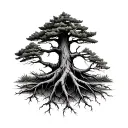 pine tree roots tattoo design idea