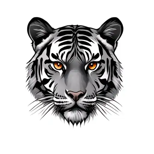tiger face with brown eyes realistic tattoo design idea