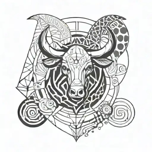 taurus and pisces sign mixed tattoo design idea