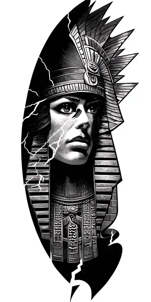 A Fusion Of Inka And Egyptian Symbolism, Featuring Anibus and All Seeing Eye and lightning bolt tattoo design idea