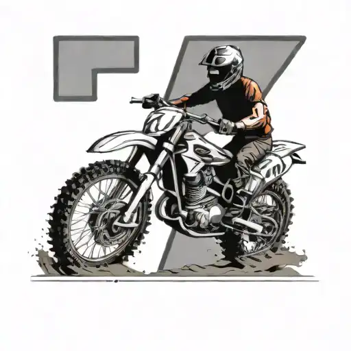 Design a sleeve tattoo centered around a dirt bike theme, featuring the number "1.08" styled like a dirt bike number pla tattoo design idea