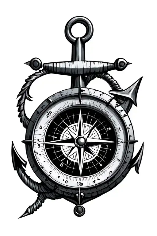 nautical compass with coordinates and an anchor tattoo design idea
