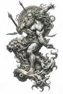 Zeus fighting Poseidon  tattoo design idea