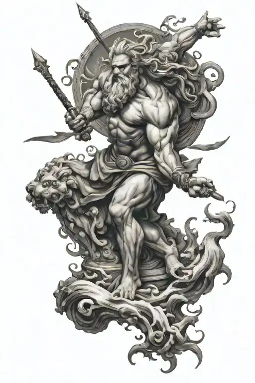 Zeus fighting Poseidon  tattoo design idea