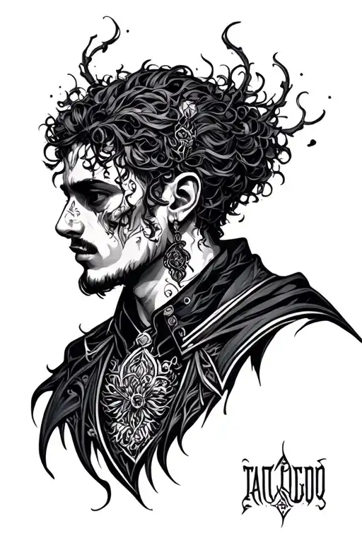 a gothic version of David's sandevistan simple lines back tattoo tattoo design idea