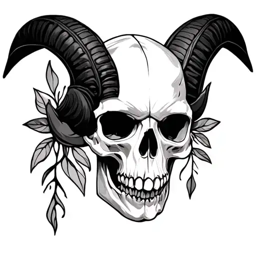 Aries Skull tattoo design idea