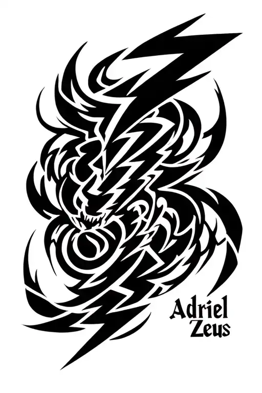 "Adriel Zeus" Thunder Lightning Bolt pattern tattoo design idea