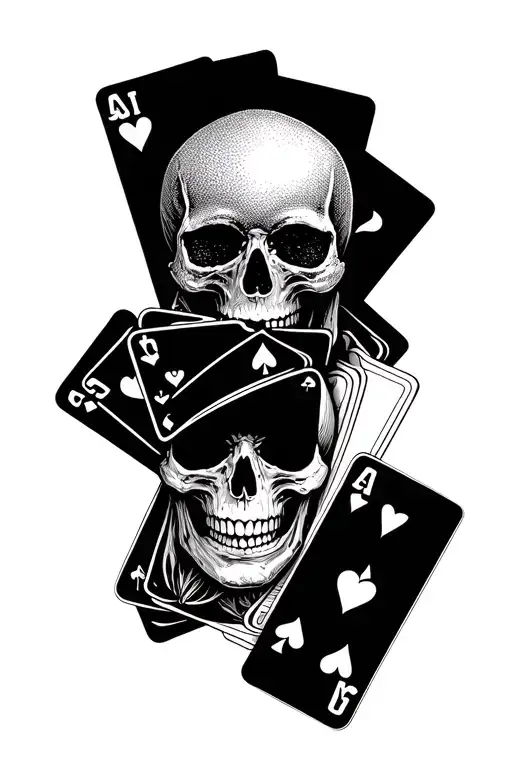 Skull and Cards In One Hand tattoo design idea
