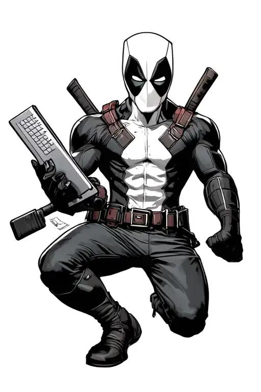 deadpool with Computer  tattoo design idea