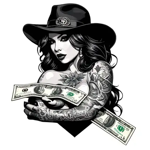 gangster sleeve tattoos for sexy females with money  tattoo design idea