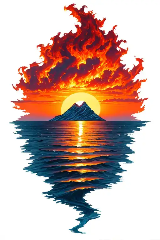 fire sky sun set red orange white tattoo tattoo design idea