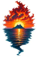 fire sky sun set red orange white tattoo tattoo design idea