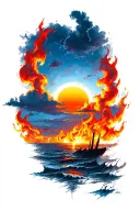 fire sky sun set red orange white tattoo tattoo design idea