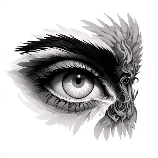 fallen angel eyes tattoo design idea