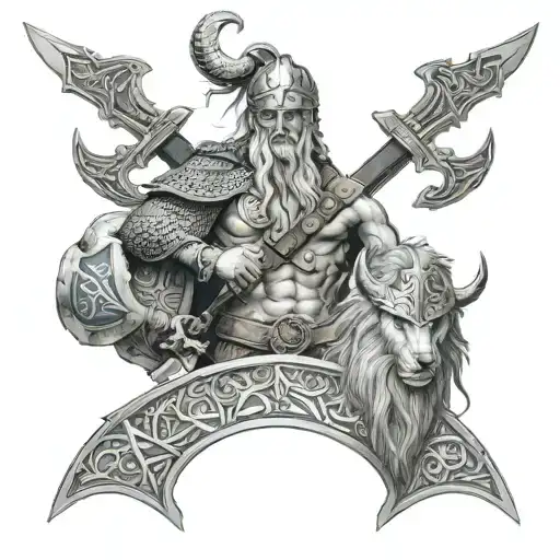 tyr Norse god and fernyr  tattoo design idea