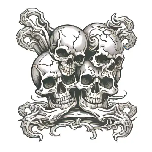 skulls with knuckles and blood  tattoo design idea