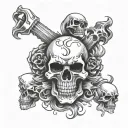 skulls with knuckles and blood  tattoo design idea