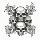 skulls with knuckles and blood  tattoo design idea