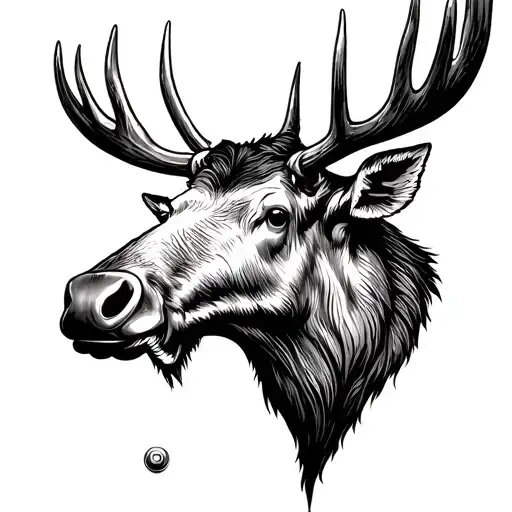 moose head nose ring tattoo design idea
