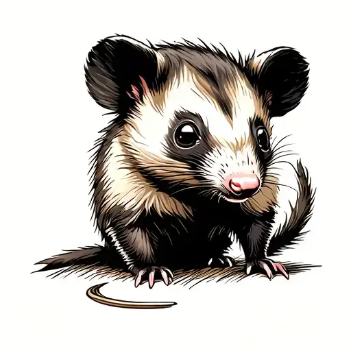 party possum tattoo design idea