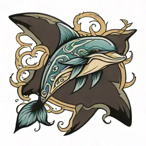 wood dolphin tattoo design idea