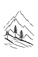ponderosa pine tree and mountain range tattoo design idea