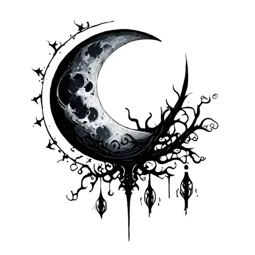gothic moon tattoo design idea