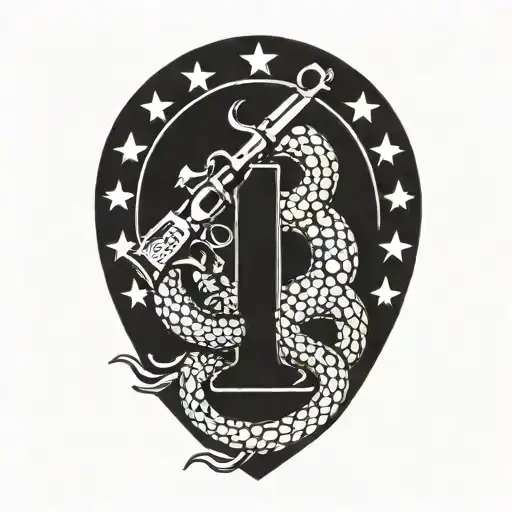 gadsden flag with guns tattoo design idea