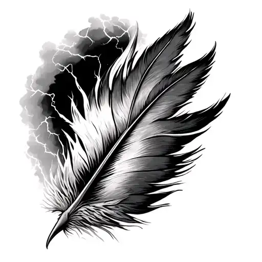 lightning transition to eagle feather tattoo design idea