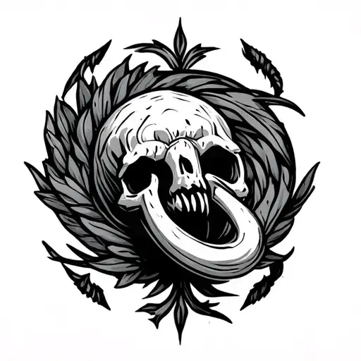 Guam hook with laddy stone tattoo design idea