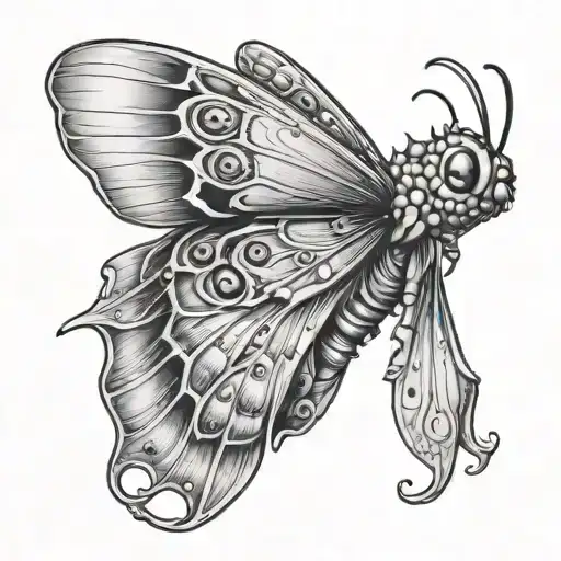 a slug turns into a moth emerging tattoo design idea