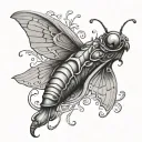 a slug turns into a moth emerging tattoo design idea