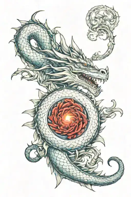 dragon, monestera, snapdragon tattoo design idea