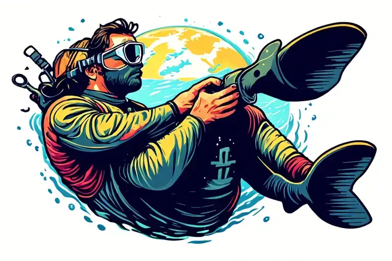 Diving, world, travel, knige, betray, friendship tattoo design idea