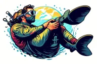 Diving, world, travel, knige, betray, friendship tattoo design idea