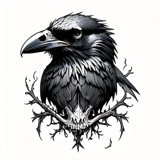 October savannah raven skull tattoo design idea