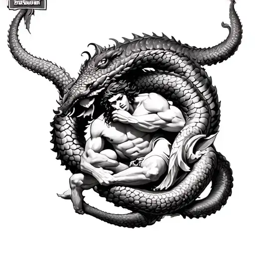 greek mythology hercules fighting hydra tattoo design idea