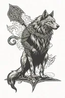 viking wolf silhouette tattoo design idea