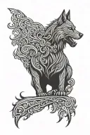 viking wolf silhouette tattoo design idea