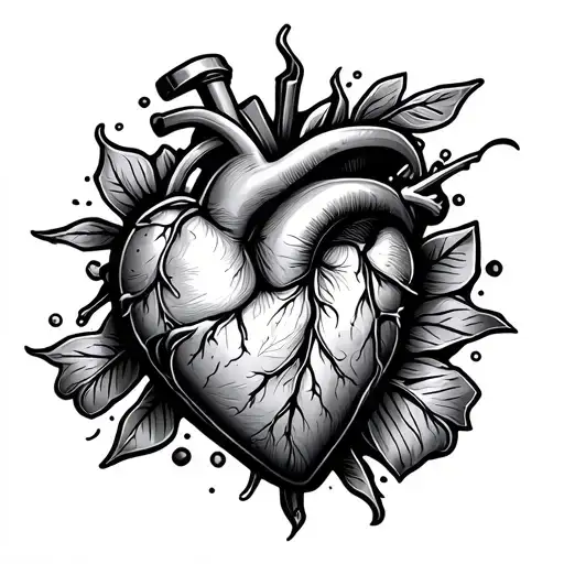 heart and motor tattoo design idea