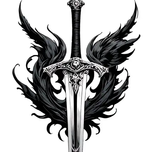 pirate's sword. Black and white drawing tattoo design idea